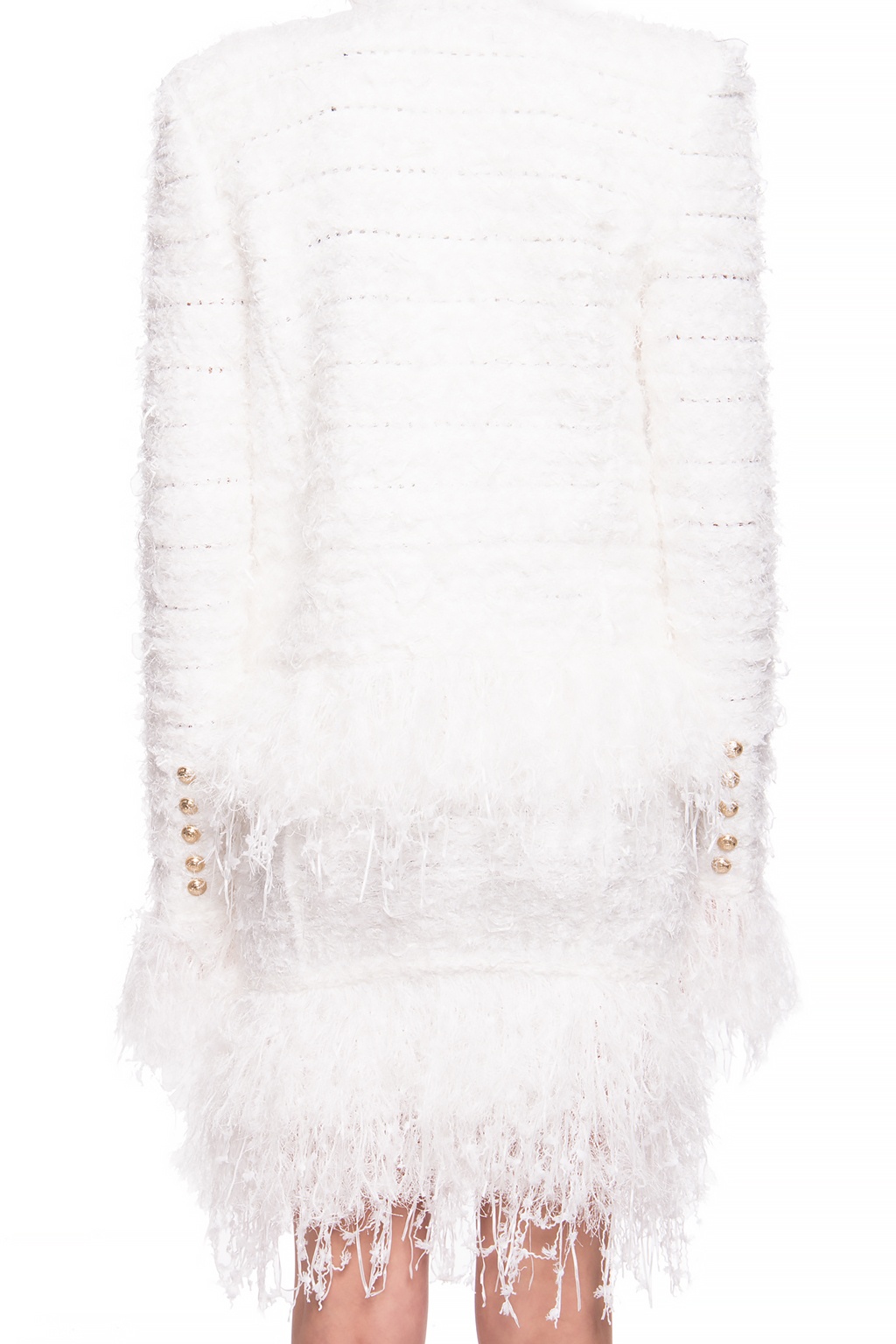 laubeblanc Fringe tweed vest White-